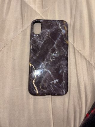 Funda iPhone XS Mármol Negro y Dorado
