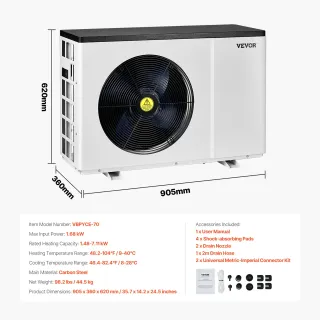 Pompa di Calore Elettrica per Piscina 1,48-7,11 kW