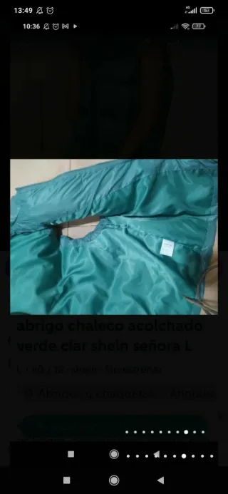 Chaleco acolchado corto Shein L verde