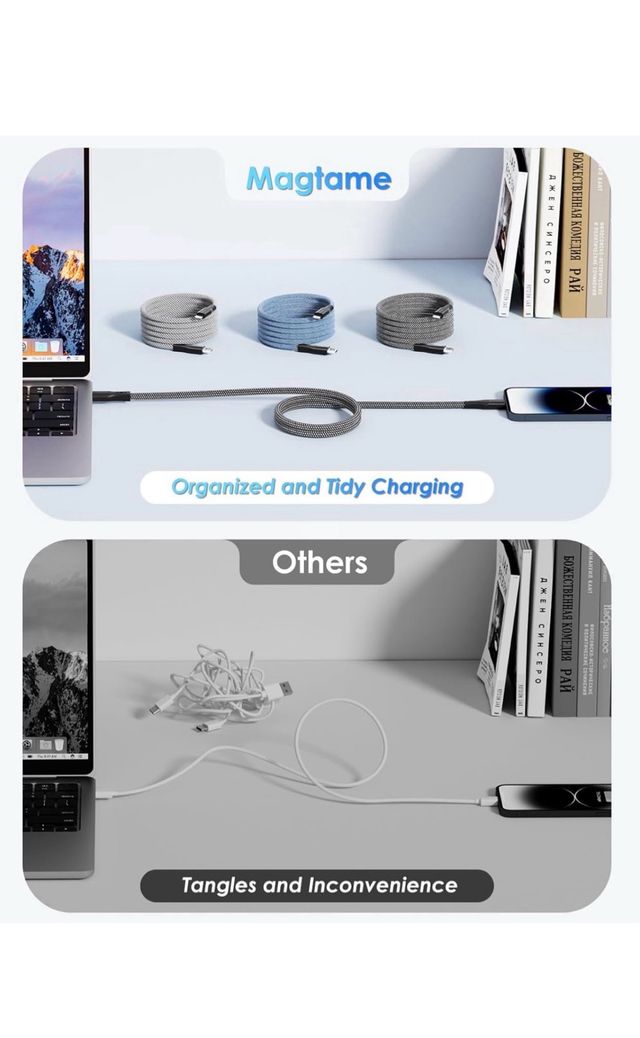 Cable Magnético USB C a Lightning Enrollado 1.5m