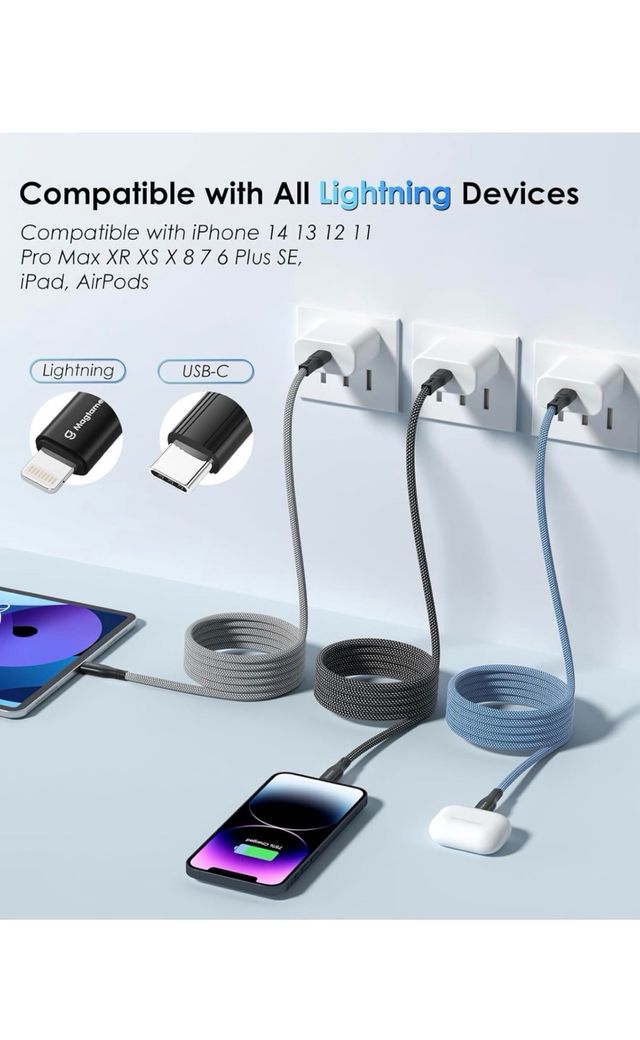 Cable Magnético USB C a Lightning Enrollado 1.5m