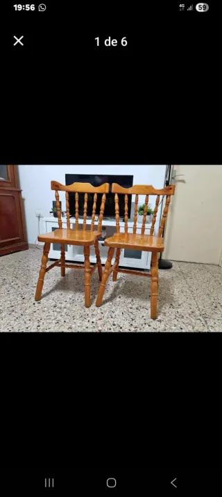 Mesa y 2 sillas de pino