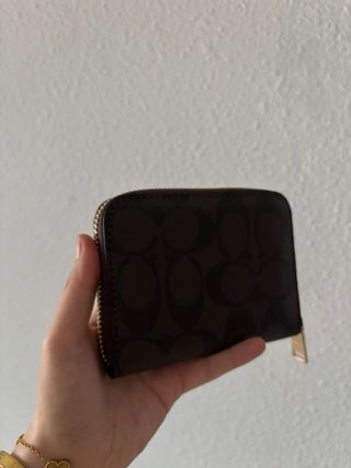 Cartera Coach Marrón Monedero Cremallera