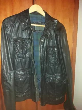 Chaqueta Piel Massimo Dutti Negra