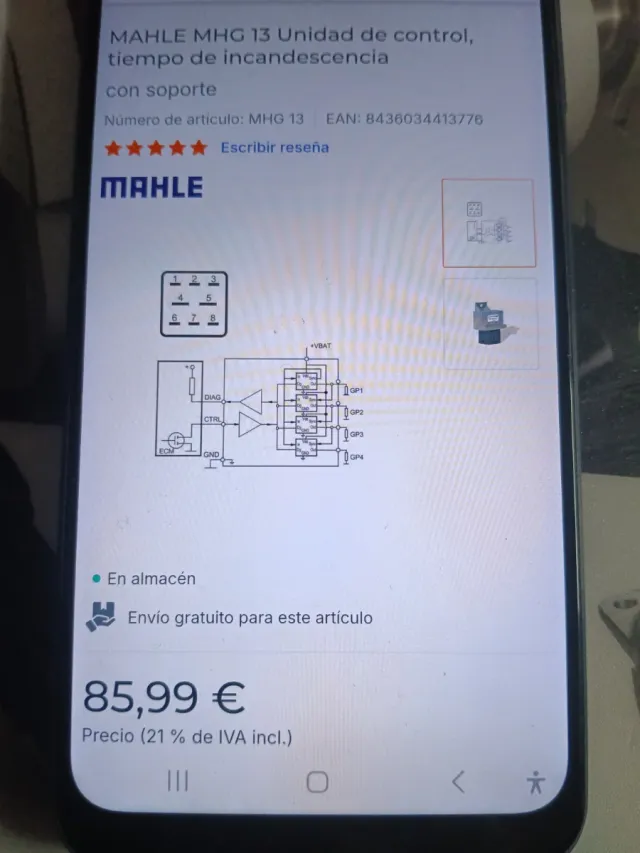 Unidad Control Tiempo Incandescencia Mahle