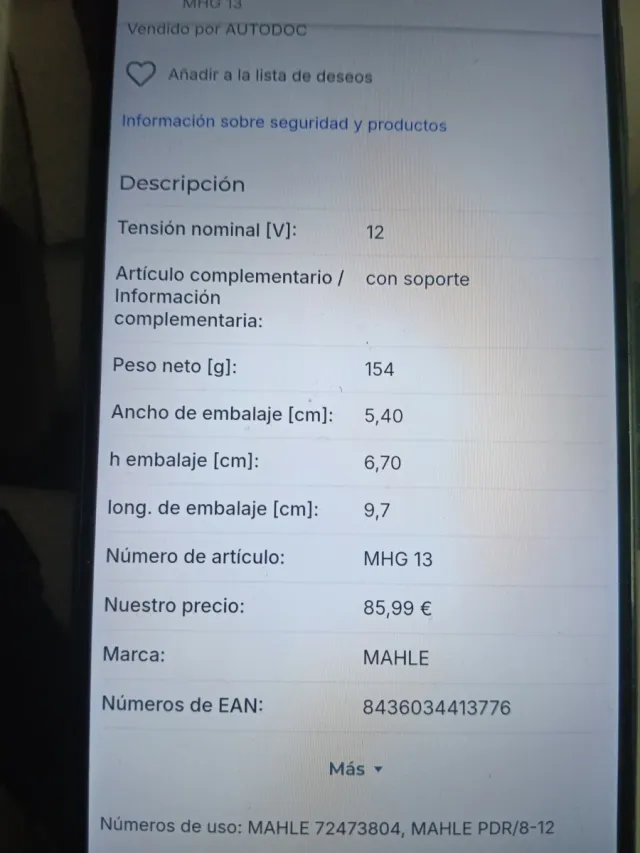 Unidad Control Tiempo Incandescencia Mahle