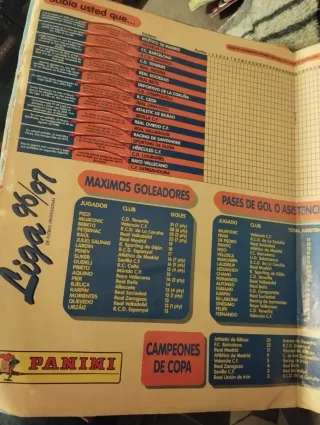 Álbum cromos Panini Liga 96/97 Fútbol