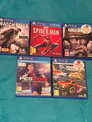 Lote 5 Juegos PS4: Watch Dogs, Spider-Man, Call of