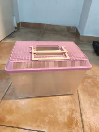 Transportín para mascotas rosa y transparente