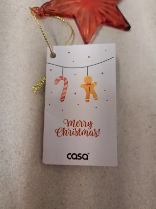 Pallina Natale Vetro Stella Rossa Trasparente