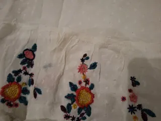 Blusa Zara Blanca Bordada Flores