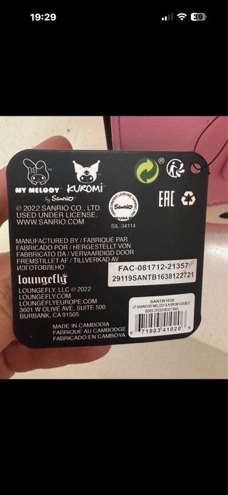 Bolso Loungefly My Melody y Kuromi Nuevo