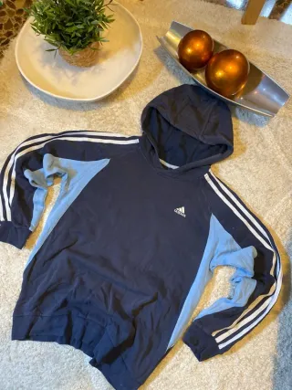 Sudadera Adidas Azul y Blanca Deportiva Mujer