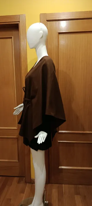 Capa de paño, abrigo marrón T-única, sin estrenar