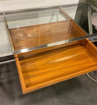 Escritorio metal y cristal