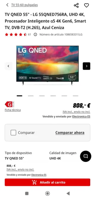 TV LG QNED 55 UHD 4K Smart TV