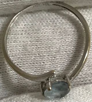 Anillo Oro Blanco Aguamarina 10k + Regalo