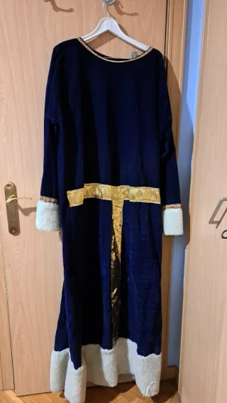 Traje Rey Mago para adulto. Azul dorado y blanco