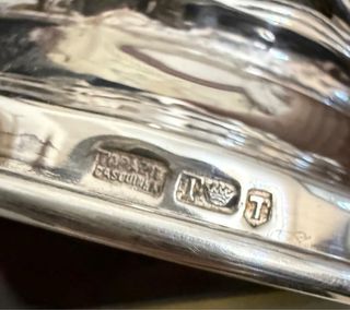 Vaso antico cristallo con base argentata