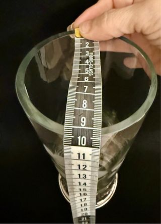 Vaso antico cristallo con base argentata