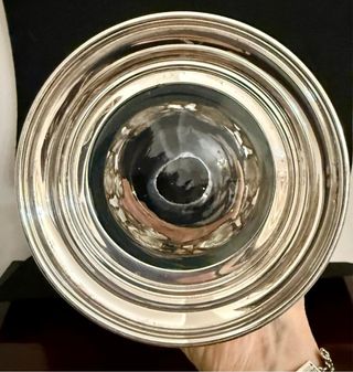 Vaso antico cristallo con base argentata