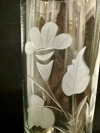 Vaso antico cristallo con base argentata