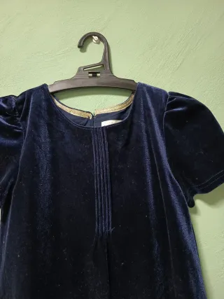 Vestido fiesta niña azul terciopelo y brillo