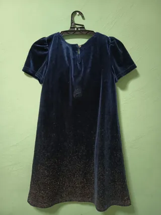 Vestido fiesta niña azul terciopelo y brillo