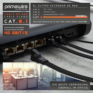Cable Red Ethernet Primewire CAT 8.1 Plano 40Gbps