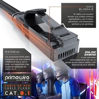 Cable Red Ethernet Primewire CAT 8.1 Plano 40Gbps