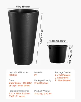 Vasi Grandi Neri Rotondi Piante Interno Esterno