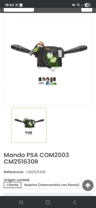 Mando luces PSA 203.680 Valeo COM2003