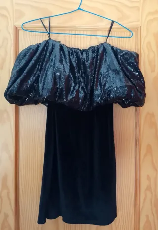 Vestido Zara Negro Lentejuelas