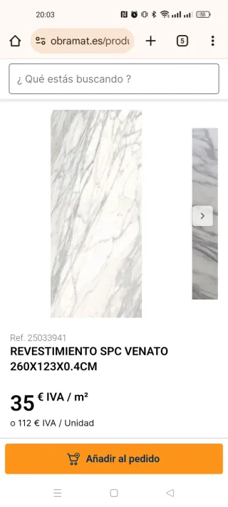 3 LÁMINAS Revestimiento SPC Venato 260x123x0.4cm