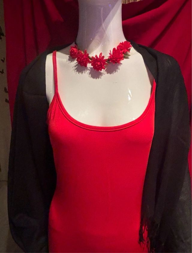 Vestido rojo corte sirena talla única