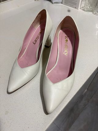 Zapatos novia de tacón blancos