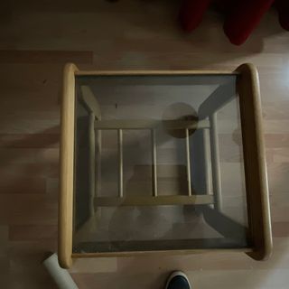 Mesa auxiliar madera y cristal