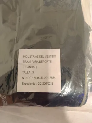Chándal Militar Talla 3 Industrias del Vestido