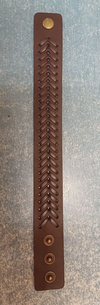 Pulsera Cuero Trenzado Ajustable Marrón