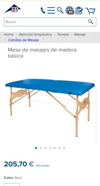 Mesa camilla de masajes de madera maciza básica 3B