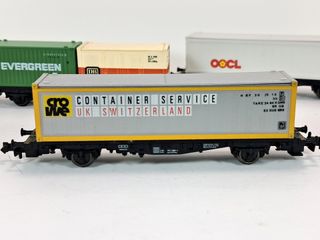 Escala N - 3 vagones portacontenedores 2 ejes DB