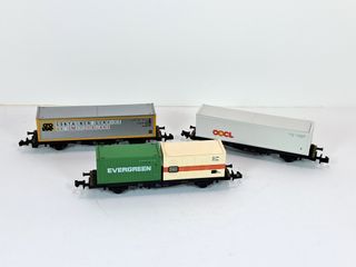 Escala N - 3 vagones portacontenedores 2 ejes DB