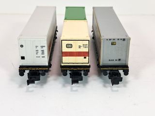 Escala N - 3 vagones portacontenedores 2 ejes DB