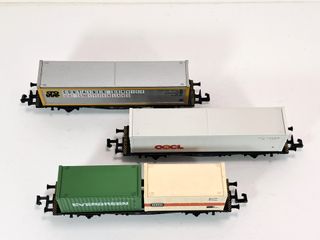 Escala N - 3 vagones portacontenedores 2 ejes DB