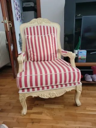 Sillón vintage rayas rojo y blanco