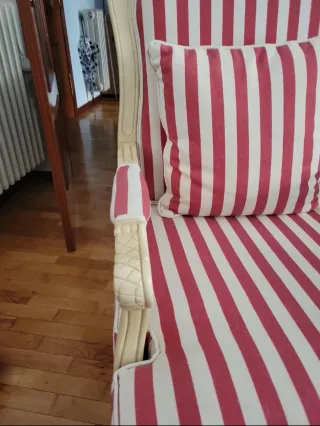 Sillón vintage rayas rojo y blanco