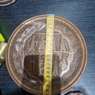 Lote antigüedades: Tazas y platos cobre