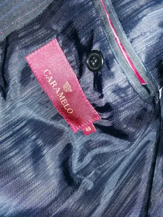 Traje Caramelo Raya Gris Oscuro