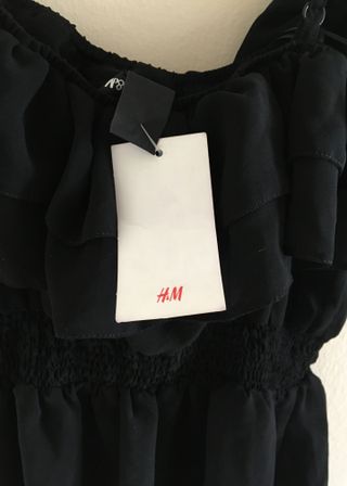 Top blusa HM negra de tirantes y volantes, S