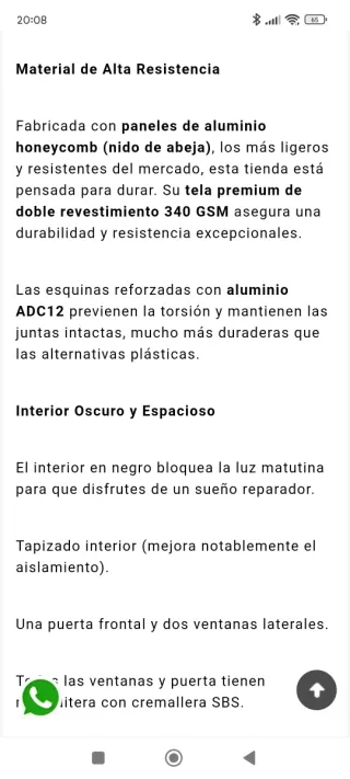 Techo cama coche tienda con pack camping de regalo